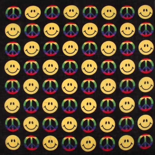 Bandana, smiley &amp; peace, Gr. 55 x 55 cm, Baumwolle