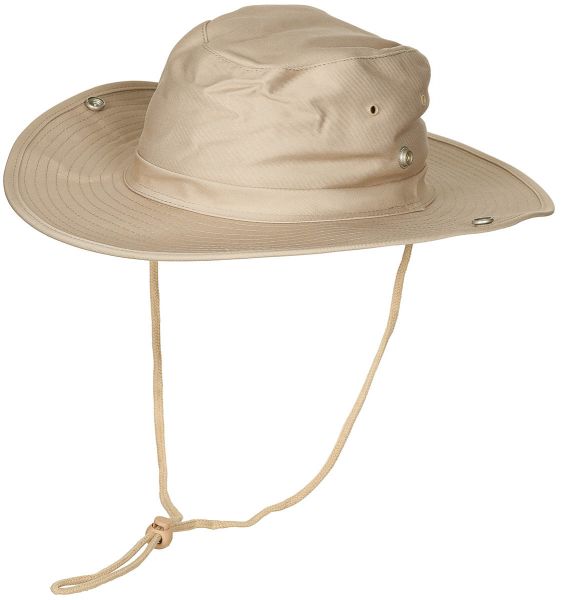 Buschhut, khaki, mit Kinnband, zum Hochstellen