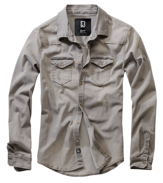 Brandit - Riley Denim Shirt Long Sleeve grey denim