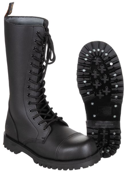 Stiefel, 14-Loch,&quot;Pure Trash&quot;, schwarz, Stahlkappe, Schrauben
