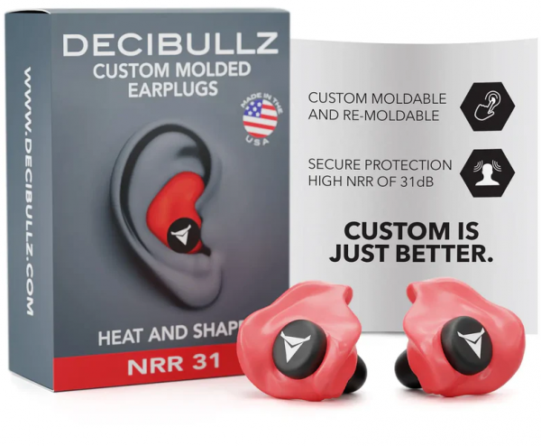 Decibullz - Custom Molded Earplugs Gehörschutzstöpsel rot (SNR=27db)