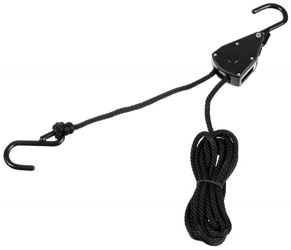 Spannseil, 4 mm, 2 Meter, mit Ratschensicherung, schwarz