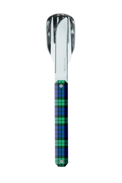 AKINOD - Besteckset 12H34, Hochglanz Poliert, Grüner Tartan