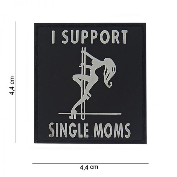 Klettabzeichen I Support Single Moms - schwarz