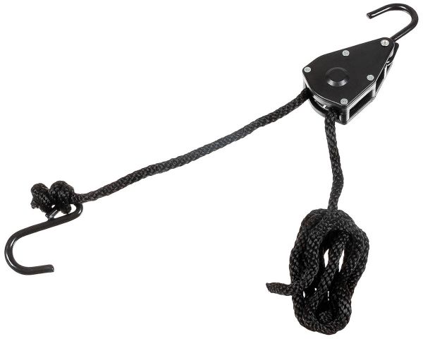 Spannseil, 9 mm, 2 Meter, mit Ratschensicherung, schwarz