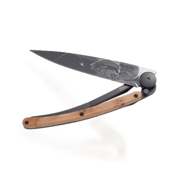 Deejo Klappmesser - Forelle Wacholderholz 37g