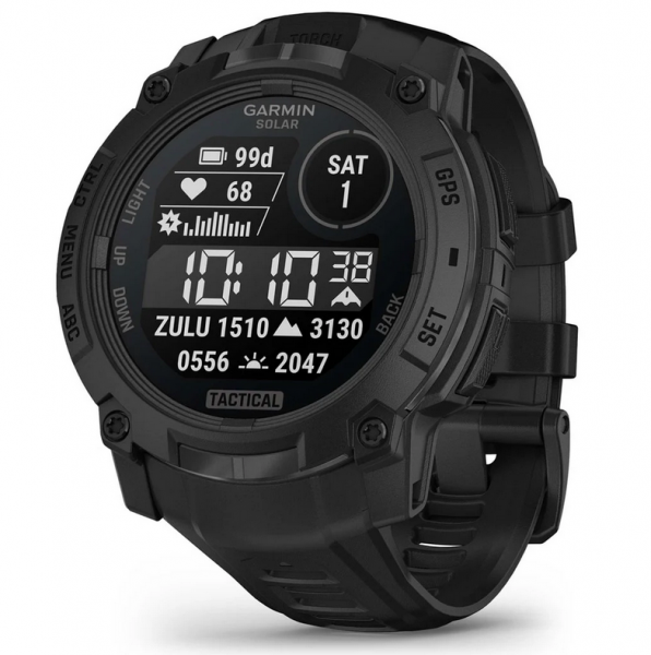 Garmin - Instinct 3 – 50 mm Solar Tactical Schwarz mit Silikon-Wechselarmband 22 mm