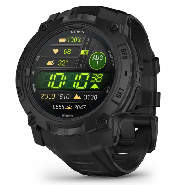 Garmin - Instinct 3 – 50 mm AMOLED Tactical Schwarz mit Silikon-Wechselarmband 22 mm