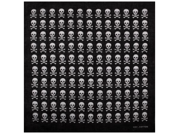Bandana, Totenköpfe schwarz-weiss, Gr. 55 x 55 cm, Baumwolle
