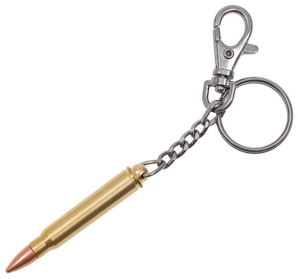 Patronen-Schlüsselanhänger, mit Karabiner, Metall