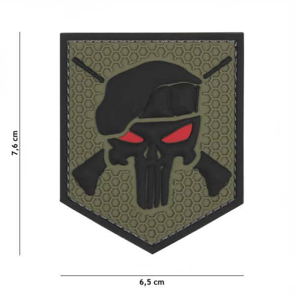 Klettabzeichen Commando Punisher - oliv