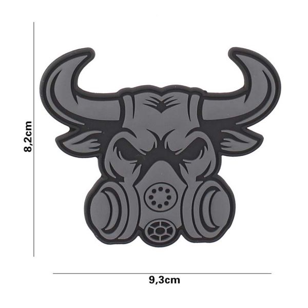 Klettabzeichen Gasmask Bull - grau