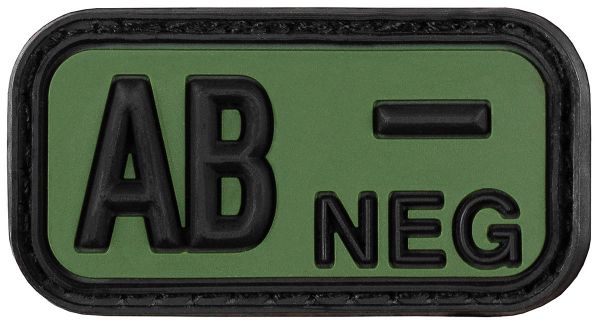 Klettabzeichen, schwarz-oliv, Blutgruppe &quot;AB NEG&quot;, 3D