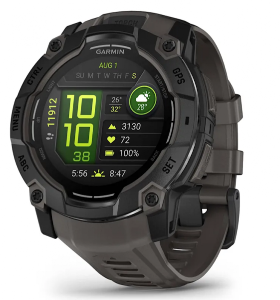 Garmin - Instinct 3 – 50 mm AMOLED Schwarz mit Silikon-Wechselarmband 26 mm Kohle
