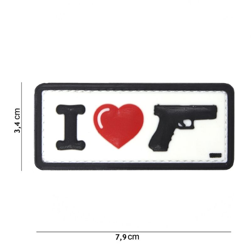 Image of Klettabzeichen I Love My Gun - weiss