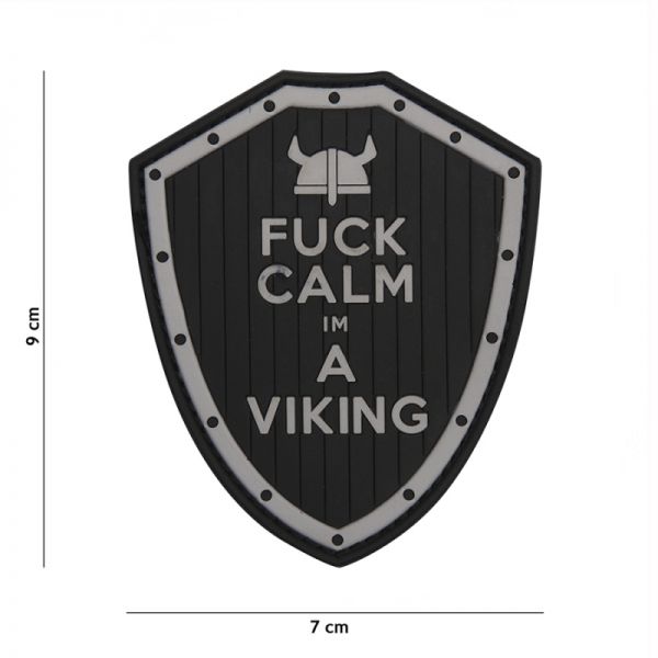 Klettabzeichen Fuck Calm I&#039;m A Viking - grau