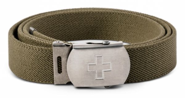 Koppelgürtel 3cm mit Schweizerkreuz - oliv (elastisch)
