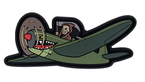 Klettabzeichen Warhawk mit Sensenmann - grün