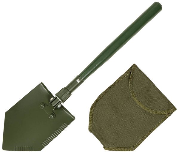 Klappspaten, Holzstiel, 2-teilig, oliv