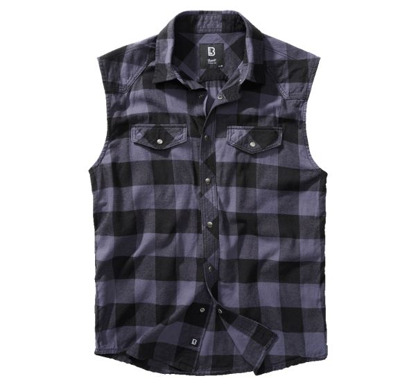Brandit - Check Shirt Sleeveless black/grey