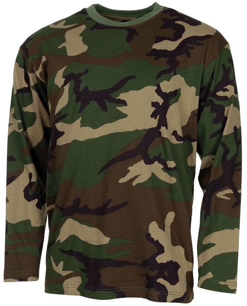 US Shirt, langarm, woodland, 170 g/m²