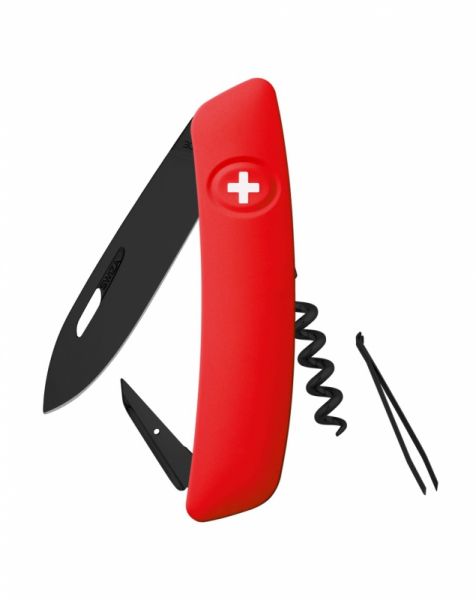 SWIZA Taschenmesser allBlack D01 - leuchtrot