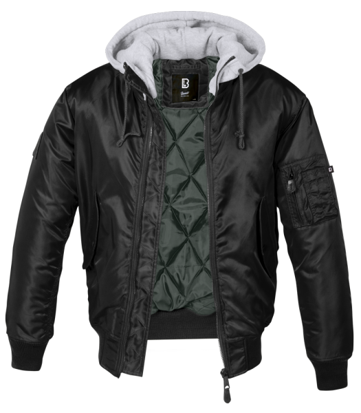 Brandit - MA1 Sweat Hooded Jacket black-grey