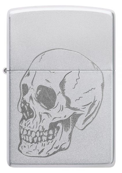 Zippo Feuerzeug - Dezenter Totenkopf (satin chrome)