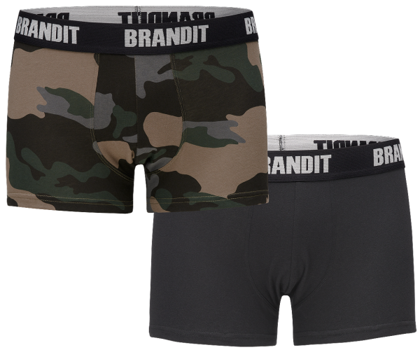 Brandit - Boxer Shorts Logo 2 Pack darkcamo-black