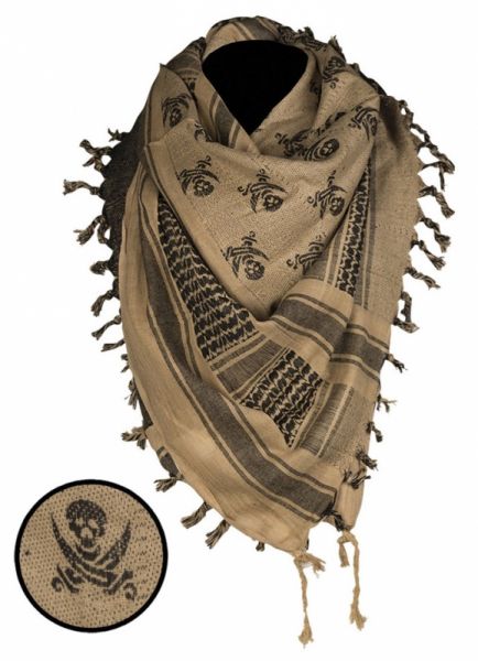 Halstuch &quot;Shemagh&quot; Skull - coyote-schwarz, 110x110cm