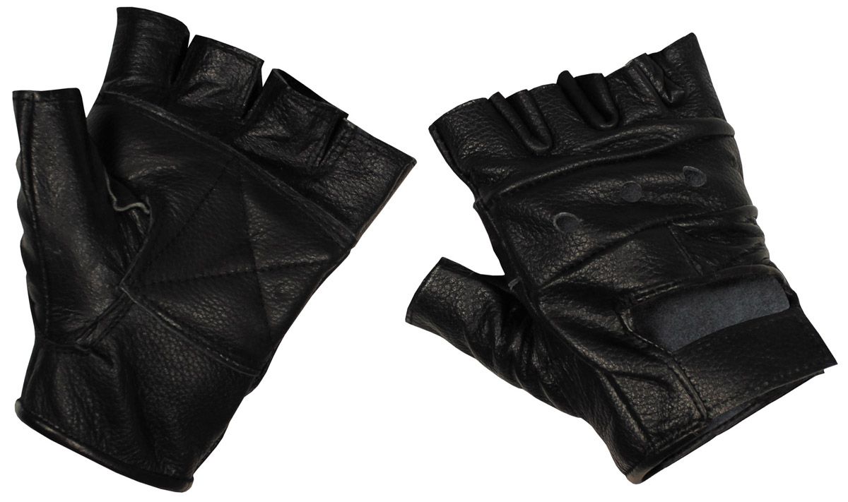 Image of Lederhandschuhe, ohne Finger, "Deluxe", schwarz