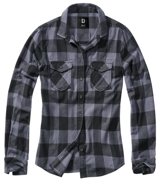 Brandit - Women Amy Flannel Shirt Long Sleeve black/grey