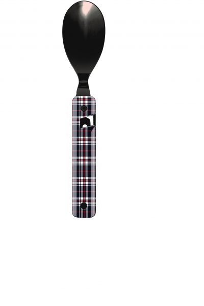 AKINOD - Besteckset faltbar 13H25, Hochglanz Schwarz, Blauer Tartan