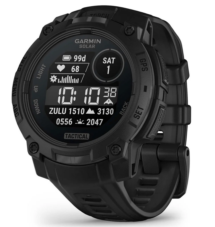 Garmin - Instinct 3 – 45 mm Solar Tactical Schwarz mit Silikon-Wechselarmband...