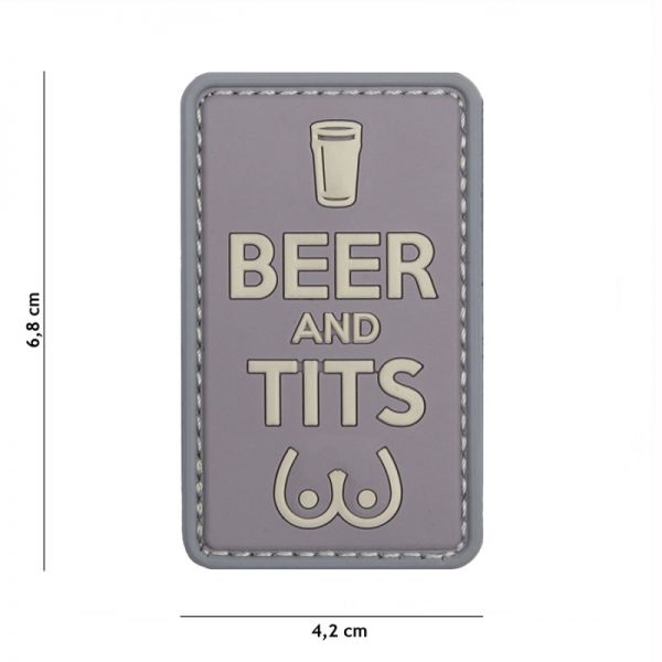 Klettabzeichen Beer And Tits - grau